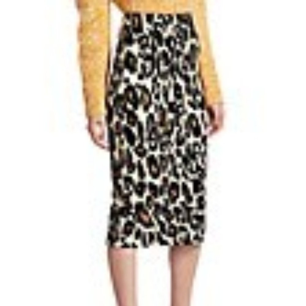 NWOT Diane von Furstenberg Kara Leopard Print Pencil Skirt sz S